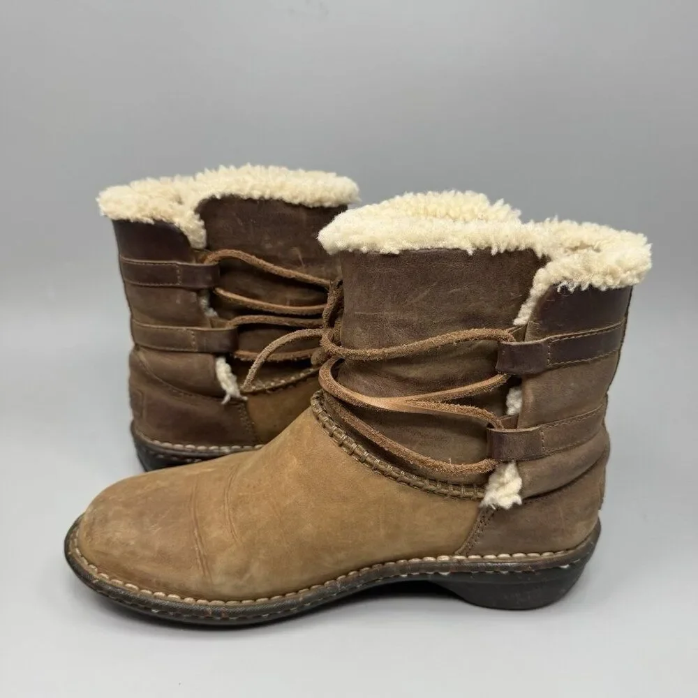 UGG Caspia Women's Brown Leather Shearling Lined Ankle Boots 1001815 Size 7